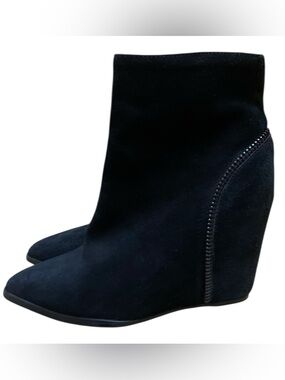 Sol Sana Womens Black Suede Wedge Ankle Boot Shoes Point Toe